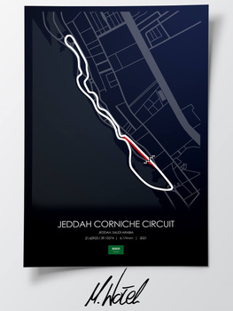 Jeddah Corniche Circuit Plakat Tor F1 Ciemne Tło