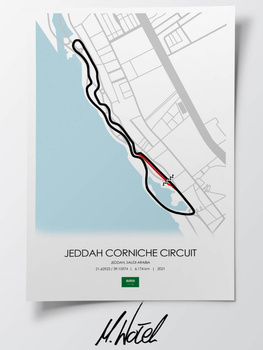 Jeddah Corniche Circuit Plakat Tor F1 Jasne Tło